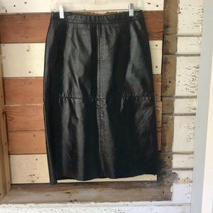 Vintage 90's Gap Black Leather Midi Skirt